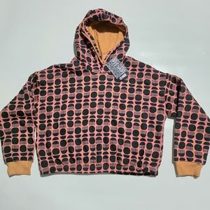 Women's Cropped Hooded Sweatshirt. Size L. Color: orange and black.